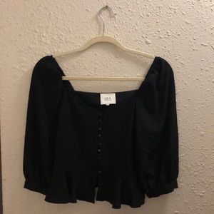 Black J.O.A button peplum top